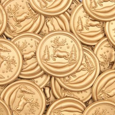 Imagem de 30 peças de adesivos de lacre de cera de Natal adesivos autoadesivos de selo de envelope ótimos para presentes de convite de Natal decoração de envelope de cartão de felicitações (marrom)