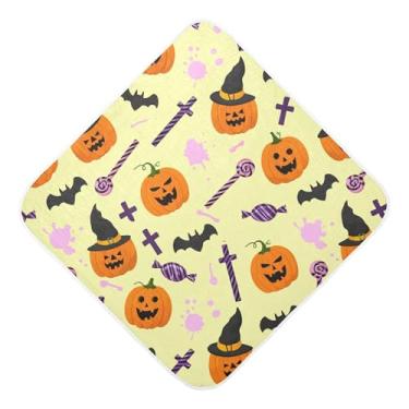 Imagem de Burbuja Toalha de banho de bebê Halloween Pumpkins - Toalha com capuz de musselina macia e absorvente para recém-nascidos, 76 x 76 cm