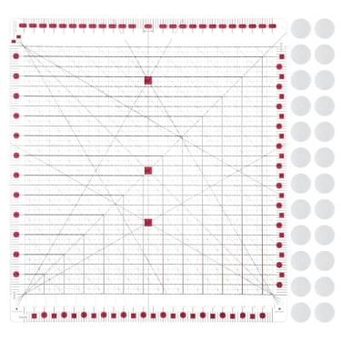 Imagem de IANFAN Régua de acolchoamento, régua de 39 cm × 35 cm para estofamento e costura, guias de régua de colcha de costura para corte preciso de tecido, rosa