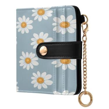 Imagem de CEBUGI White Daisies Porta-cartões de crédito para mulheres, carteira fina, impermeável, pequena, com bloqueio de RFID, capas para cartões de couro para mulheres e homens