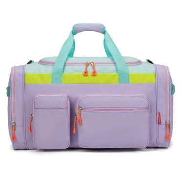 Imagem de HawLander Bolsa infantil grande para viagens, durante a noite ou fim de semana, 50,8 cm, Verde claro, Bolsa de viagem