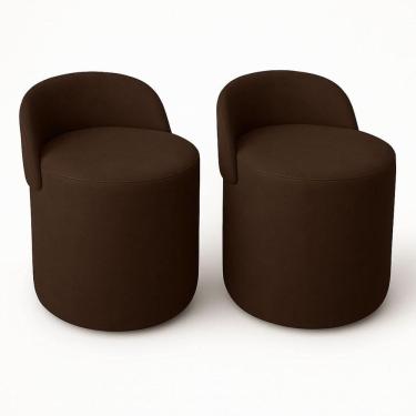 Imagem de Kit 2 Puff Orgânico Encosto Suede Redondo Quarto Sala Estar Marrom