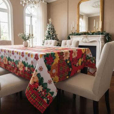 Imagem de Toalha de Mesa Quadrada 150x150 Natal Presente Tecido Oxford 100% Poliester