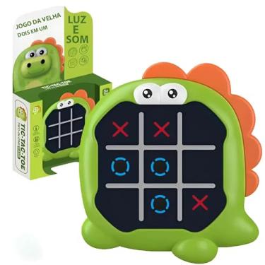 Imagem de Jogo da Velha Eletrônico com Tela Sensível ao Toque, 3 Modos de Jogo, 9cm x 9cm x 3cm, Luz E Sons Divertido, Brinquedo Educativo Interativo Infantil, Treino de Memória e Raciocínio Lógico - Dino Verde