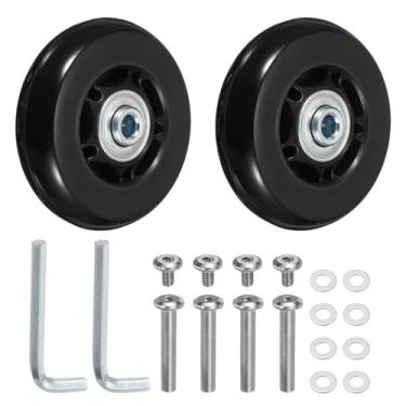 Imagem de YELARXI Replacement Luggage Wheels, Suitcase Wheels Replacement Kit 64x18mm & 1 Set & Rubber & Black - Fitting for (Swivel Caster Bearings Repair/Replacing/Roller Bag/Suitcase/Spinner)