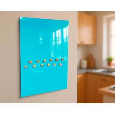 Imagem de Quadro Painel 45x70cm GRANDE Para Fotos, Recados, Notas - Mural Metálicos Para Imãs - Mural de Fotos 12 imãs + 1 Caneta (Azul Claro)