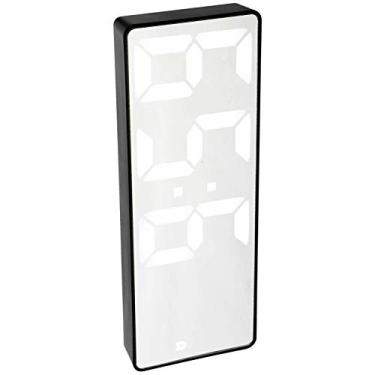 Imagem de Generic Despertador Espelhado Led Conciso, Mesa Digital Usb, Desacelere e Aproveite a Vida, Relógio Recarregável para Decoração de Quarto e Escritório (Lâmpada retangular preta com espelho branco)