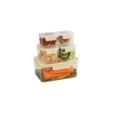 Imagem de Conjunto 3 Potes Herméticos Redondos de Plástico com Tampa, Transparente, 400ml, 800ml, 1800ml, Organizador para Alimentos