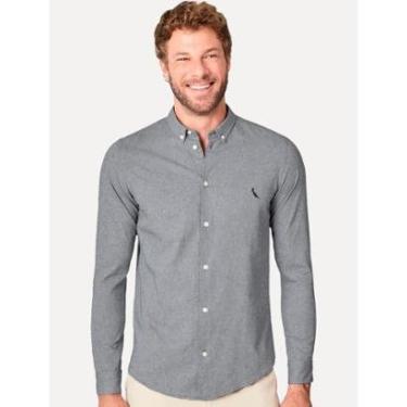 Imagem de Camisa Reserva Masculina Oxford Color Azul Marinho Mescla-Masculino