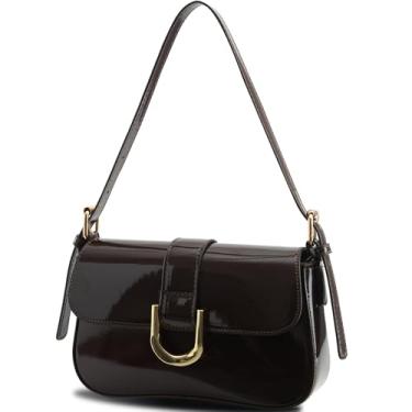 Imagem de Buckle de Ferradura PU Bolsa Portátil Ombro Diagonal Axila com Tampa Pequena Estilo Fashion Externa Cintos para Uso Casual Primavera Verão Outono Inverno