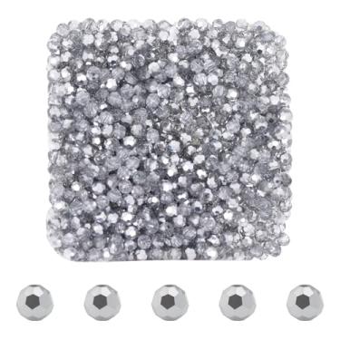 Imagem de Mandala Crafts Contas de cristal redondas de prata de 3 mm – 1000 contas de vidro facetadas para fabricação de joias, pulseiras, colares, brincos e contas