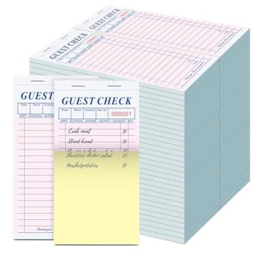 Imagem de Pacote com 60 blocos de notas de servidor a granel de verificação de convidados de duas partes para servidores, papel de pedido de servidor sem carbono, livro rosa de recibos de comida de 9 x 17 cm