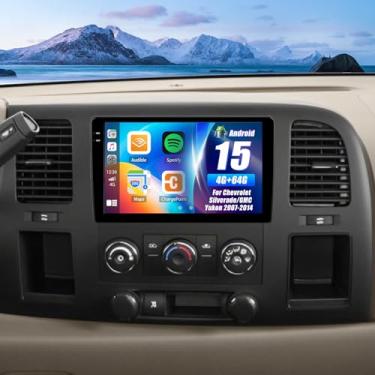 Imagem de Rádio veicular Android 4G + 64G para Chevrolet Silverado/GMC Yukon 2007-2014 com Carplay Android Auto 10,1 polegadas, unidade de cabeça de tela sensível ao toque, câmera de reserva, WiFi, GPS, FM RDS