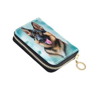 Imagem de Carteiras divertidas para mulheres, pequenas e fofas, porta-cartões com bloqueio de RFID, pastor alemão, bolsa de moedas, com zíper