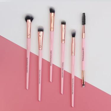 Imagem de Conjunto de pincéis de maquiagem versáteis de 6 peças, cerdas que não caem para base, blush, sombra e contorno (ouro rosa)