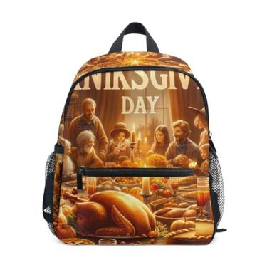 Imagem de GAIGEO Thanksgiving Day Turkey Toddlers Backpack with Whistle, 2 Bottle Pockets, Lightweight, Backpacks for Preschool 10x4x12 In, for Ages 3-8