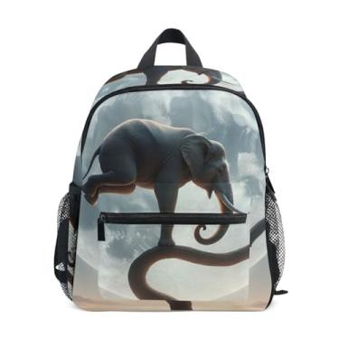 Imagem de GAIGEO Funny Elephant Cute Toddlers Backpack with Whistle, 2 Bottle Pockets, Lightweight, Girls Travel Backpack 10x4x12 In, for Ages 3-8