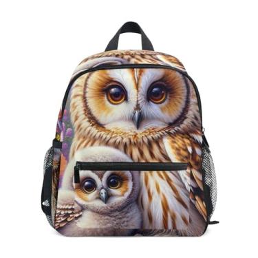 Imagem de GAIGEO Cute Owls Floral Baby Backpack Preschool Backpack for Girls with Front Pocket, Safety Whistle for Ages 3-8