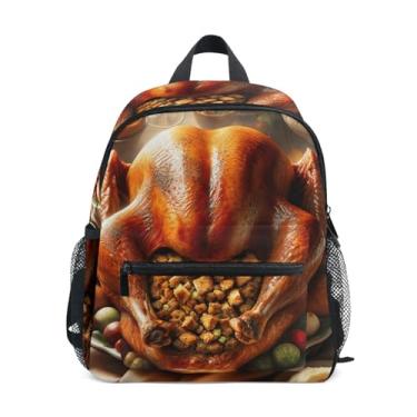 Imagem de GAIGEO Thanksgiving Turkey Dinner Small Kids Backpack with Whistle, Adjustable Chest Strap, Girls Small Backpack Lightweight & Compact for Ages 3-8