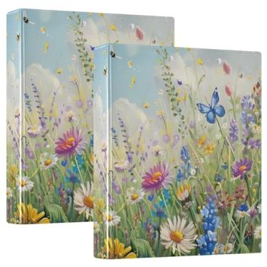 Imagem de Pasta para fichário Wildflowers com três anéis e pasta de arquivo para área de transferência de perfil para material escolar e de escritório, 1 pacote