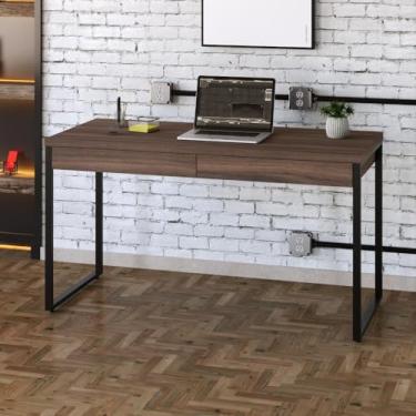 Imagem de Mesa Kuadra Office 135x60x75cm C/02 Gavetas Nogal/Est.preta