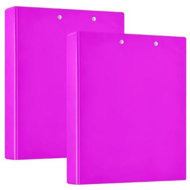 Imagem de Fichários grandes fúcsia magenta antiarranhões, fichário de 1,5 com 3 bolsos internos, ideal para escritório, escola, casa, pacote com 2