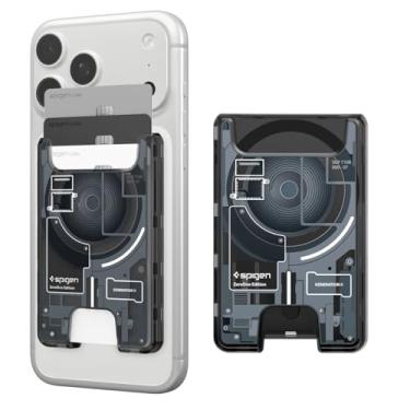 Imagem de Spigen Carteira MagSafe, comporta 3 cartões, compatível com iPhone 17/16/15/14/13/12, série Pixel 10, capa MagSafe e Pixelsnap, porta-cartões transparente - Zero One Black Ver 2