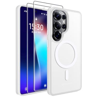 Imagem de MOZOTER Capa magnética para Samsung Galaxy S26 Ultra [compatível com MagSafe] [3,5 m militar à prova de quedas][2 protetores de tela] Capa traseira antiderrapante translúcida fina à prova de choque