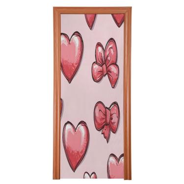 Imagem de ATTX Capa para porta da frente do dia dos namorados - decoração de férias de tecido elástico lavável para festas, casa, decoração de porta da frente, 91 x 98 polegadas (618)