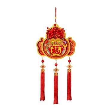 Imagem de KiBcsLic Decoração tradicional chinesa de Ano com pingente da sorte com borlas, decoração de Ano Lunar com cavalo para sala de estar e escritório em, Style F