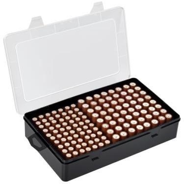 Imagem de Xuerdon Caixa organizadora de armazenamento de bateria, recipiente com compartimento de bateria para 134 pilhas AA AAA, bolsa de transporte para organização de garagem, serve para armazém de cozinha