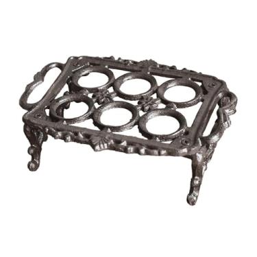 Imagem de KiBcsLic Porta-ovos de ferro fundido, estilo vintage retrô, organizador decorativo para mesa, sala de jantar e cozinha, 6 Grades