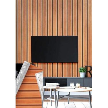 Imagem de Papel Adesivo Tipo Contact Ripa Madeira Peroba Rosa Lavável com 5 Metr