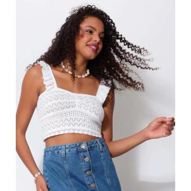 Imagem de Blusa Cropped Feminina Tricô Alças Largas Marisa-38287, Off white, PP