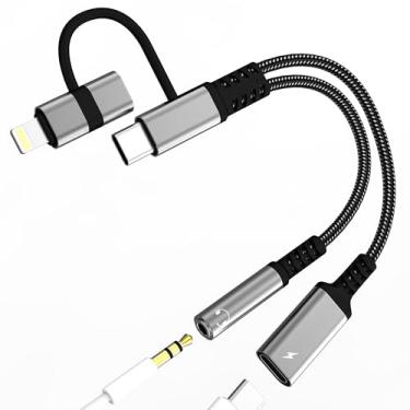 Imagem de Adaptador Lightning USB C para auxiliar (12,9 cm²) para iPhone 17 16 15 14 Pro Max Cabo de áudio para fone de ouvido de 3,5 mm para Apple Splitter Dongle Charger tipo C, cabo de carregamento de carro