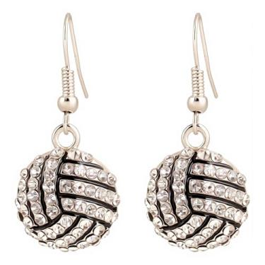 Imagem de Brincos femininos exclusivos com strass, beisebol, basquete, futebol, vôlei, rúgbi, bola esportiva pendurada, Zircônia cúbica, Zircônia cúbica