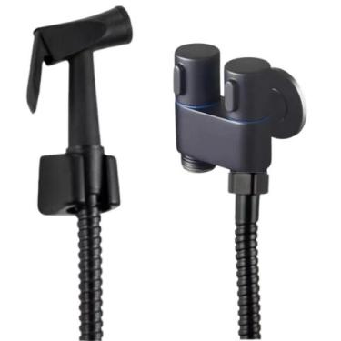 Imagem de Ducha Higiênica Preta Completa Registro Metal Duplo + Gatilho Metal + 