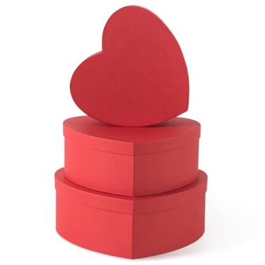 Imagem de Soul & Lane Caixas em forma de coração para flores - conjunto de 3 - vermelho, caixas de presente de coração de papelão grandes para presentes com tampas, ideal para o dia dos namorados, dia das mães