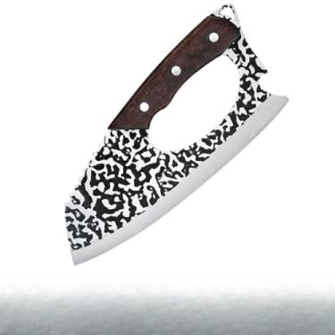 Imagem de Cutelo para Churrasco Profissional em Aço Inox Artesanal 23cm – Faca Cutelo Rústica para Cozinha, Churrasco e Camping(1PCS)