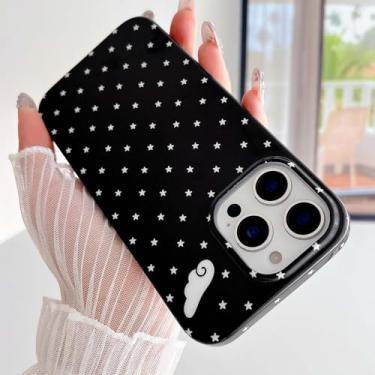 Imagem de Weonmov Capa para iPhone 16 Pro, linda estampa de asas de anjo, capa rígida de proteção à prova de choque para mulheres meninas homens 6,3 polegadas - preta