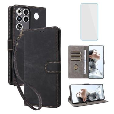 Imagem de IUQXU Capa carteira para celular ZTE Nubia Red Magic 11 Pro Plus/RedMagic 11 Pro com protetor de tela [bloqueio RFID] Capa de celular de couro para RedMagic11 Pro+Plus RedMagic11Pro + preta