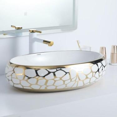 Imagem de Cuba Deend De Cerâmica MosaicoDorato Banheiro 60x41x14cm