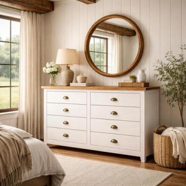 Imagem de Cômoda Madeira Maciça 8 Gavetas Quarto Closet Boho Rústico - LaCasaMia