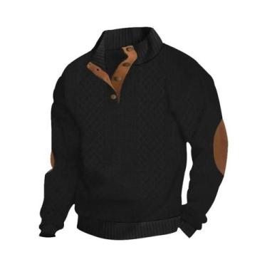 Imagem de Suéter Masculino De Tricô Jacquard Casual De Manga Comprida Com Gola A