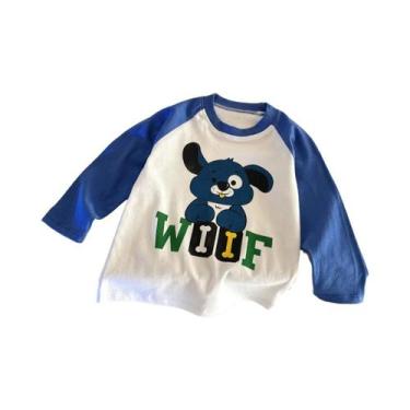 Imagem de Camiseta De Algodão Infantil De Manga Longa Com Estampa De Desenho Ani