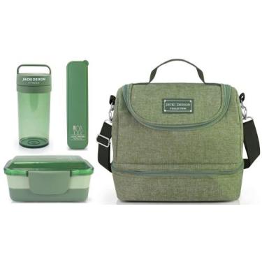 Imagem de Bolsa Térmica Marmita Copo Porta Talher Kit 4 Peças Joy - Jacki Design
