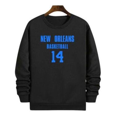 Imagem de Blusa Moletom Gola Basquete New Orleans Basketball Número 14 - Loja Cl