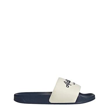 Imagem de adidas Sapatos unissex Adilette Shower Slip On, Wonder White/Shadow Navy/Shadow Navy, 10 Women/9 Men