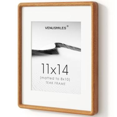 Imagem de Venusmiles Moldura para fotos de 28 x 35 cm, moldura de madeira teca natural com vidro temperado, moldura de canto arredondado feita à mão, moldura de 28 x 35 cm, fosca para foto de 20 x 25 cm