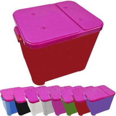 Imagem de Container Porta Ração Canister Plástico com Tampa Rosa Protege Conserv